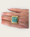 GAS BIJOUX - Bague ARTY chevalière dorée - Turquoise - Taille L