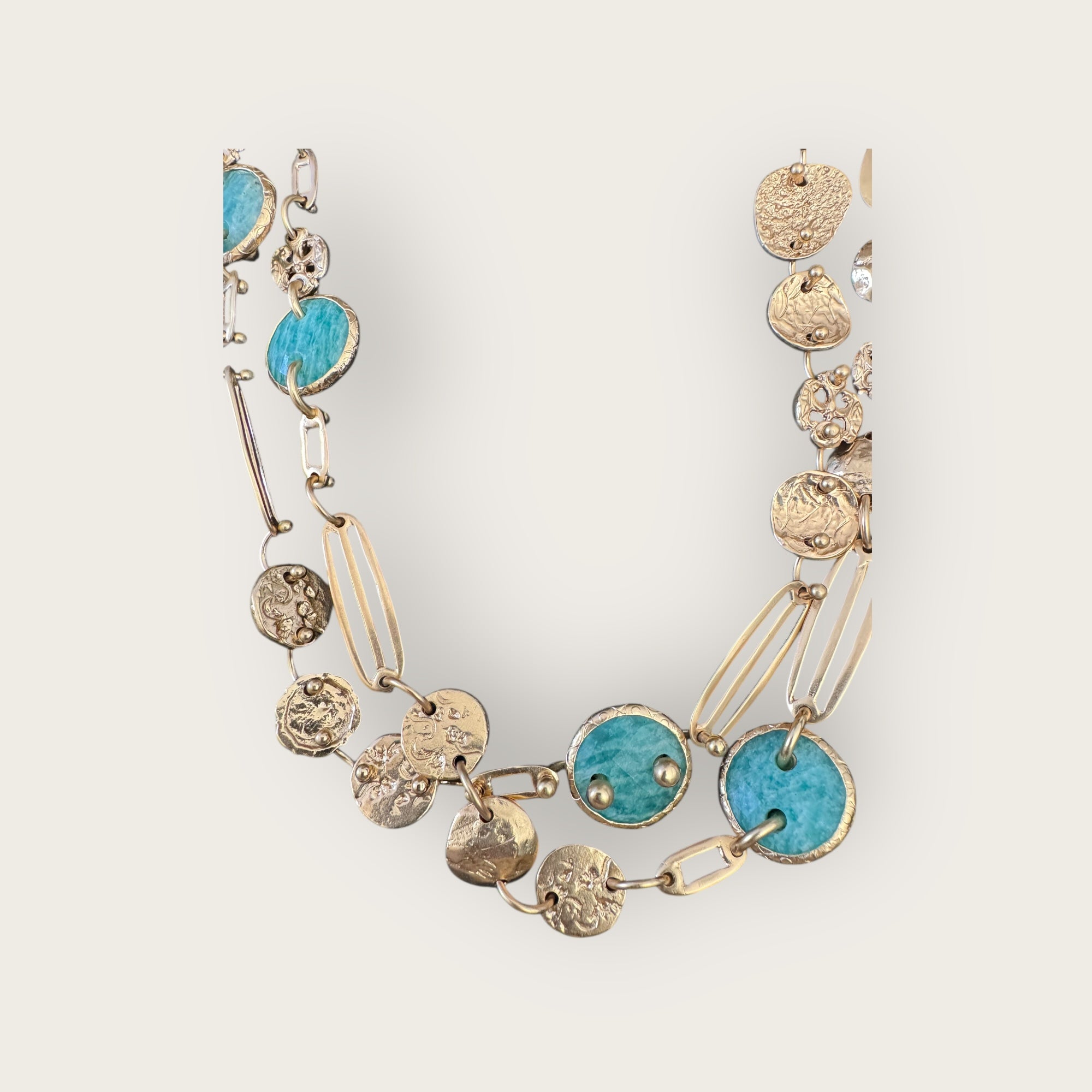 GAS BIJOUX - Sautoir ECLIPSE doré métal à l'or fin et amazonite