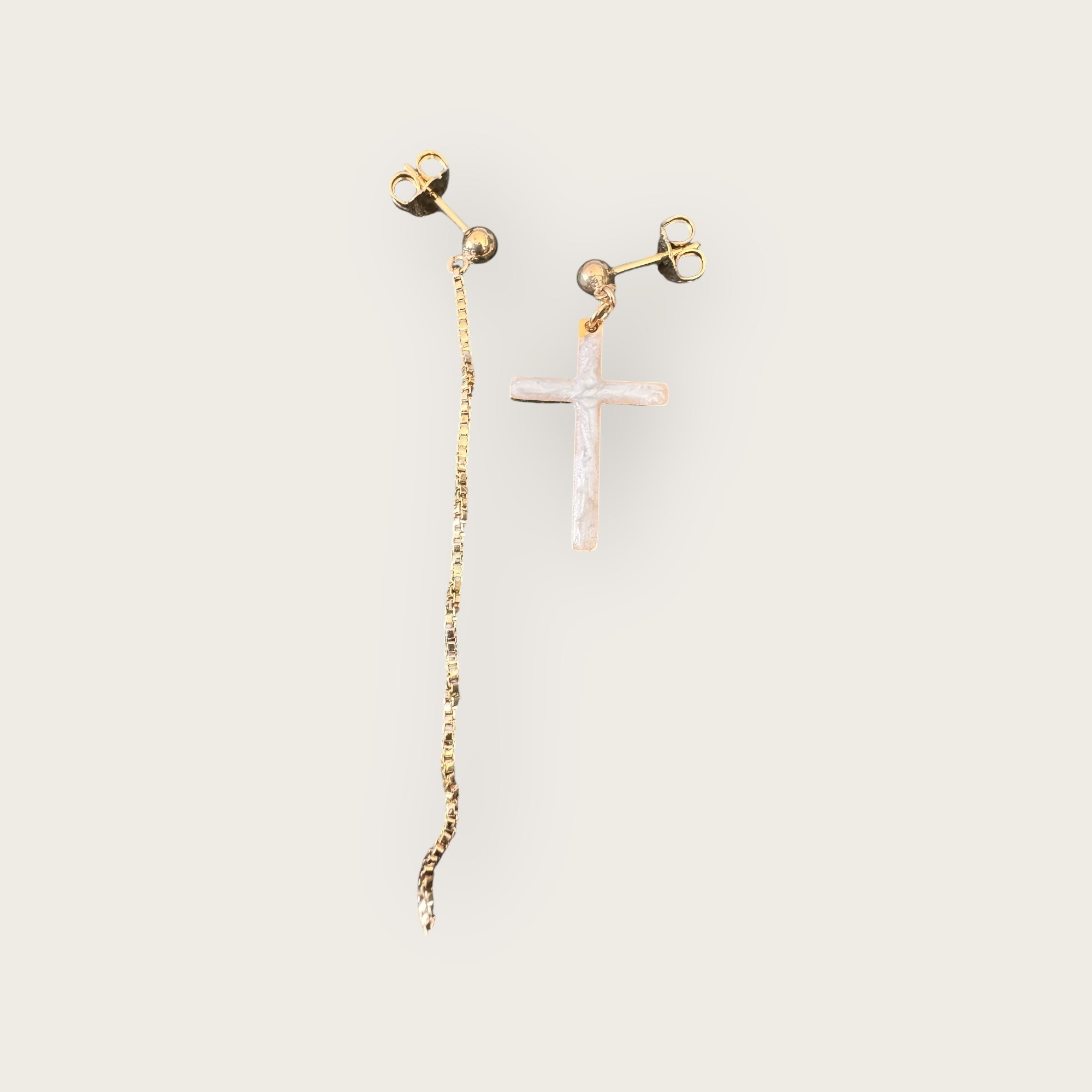 Mademoiselle OUPS - Boucles CORPUS CRAZY simple croix émaillées - BLANCHES