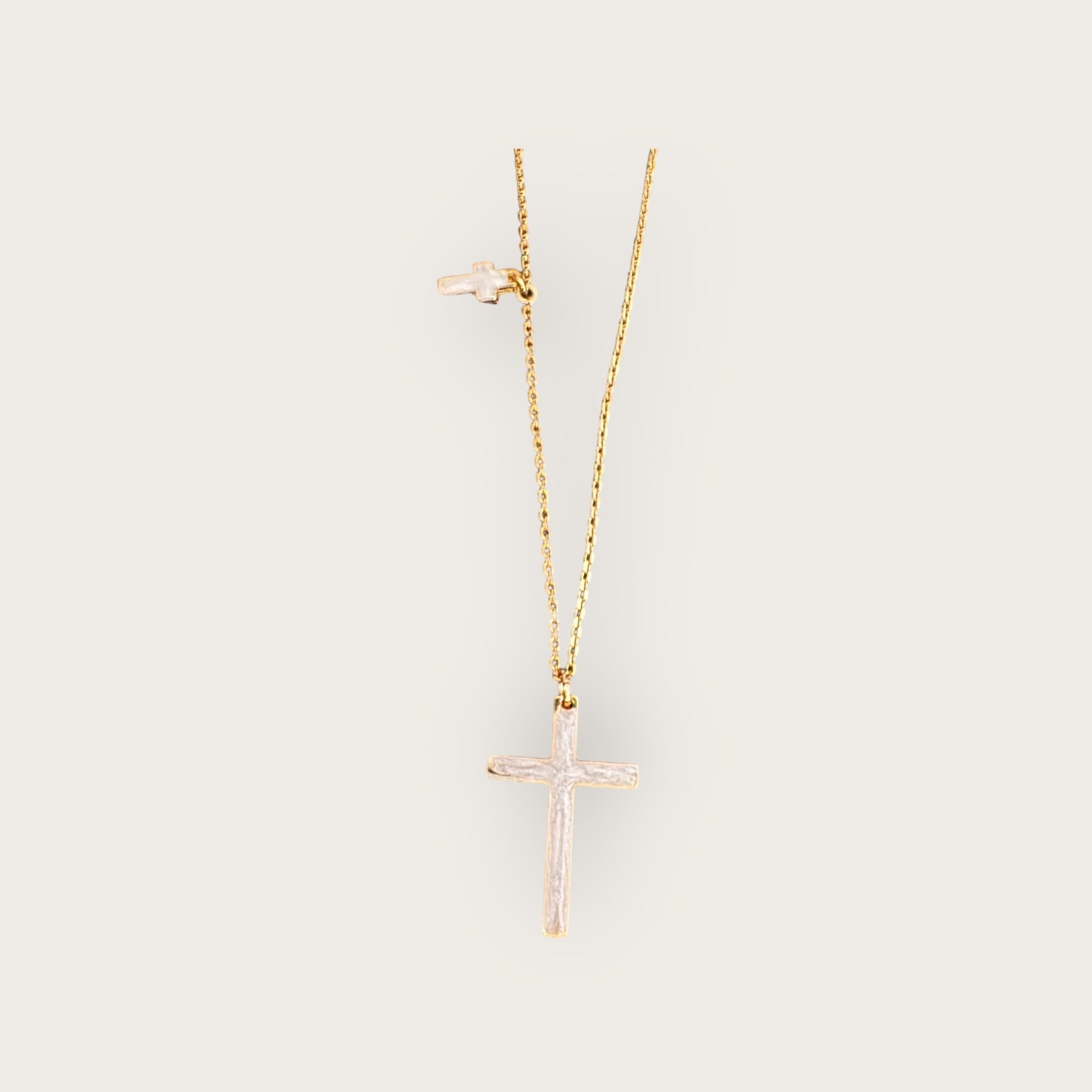 Mademoiselle OUPS - Sautoir CORPUS CRAZY - Grande croix émaillée - BLANC