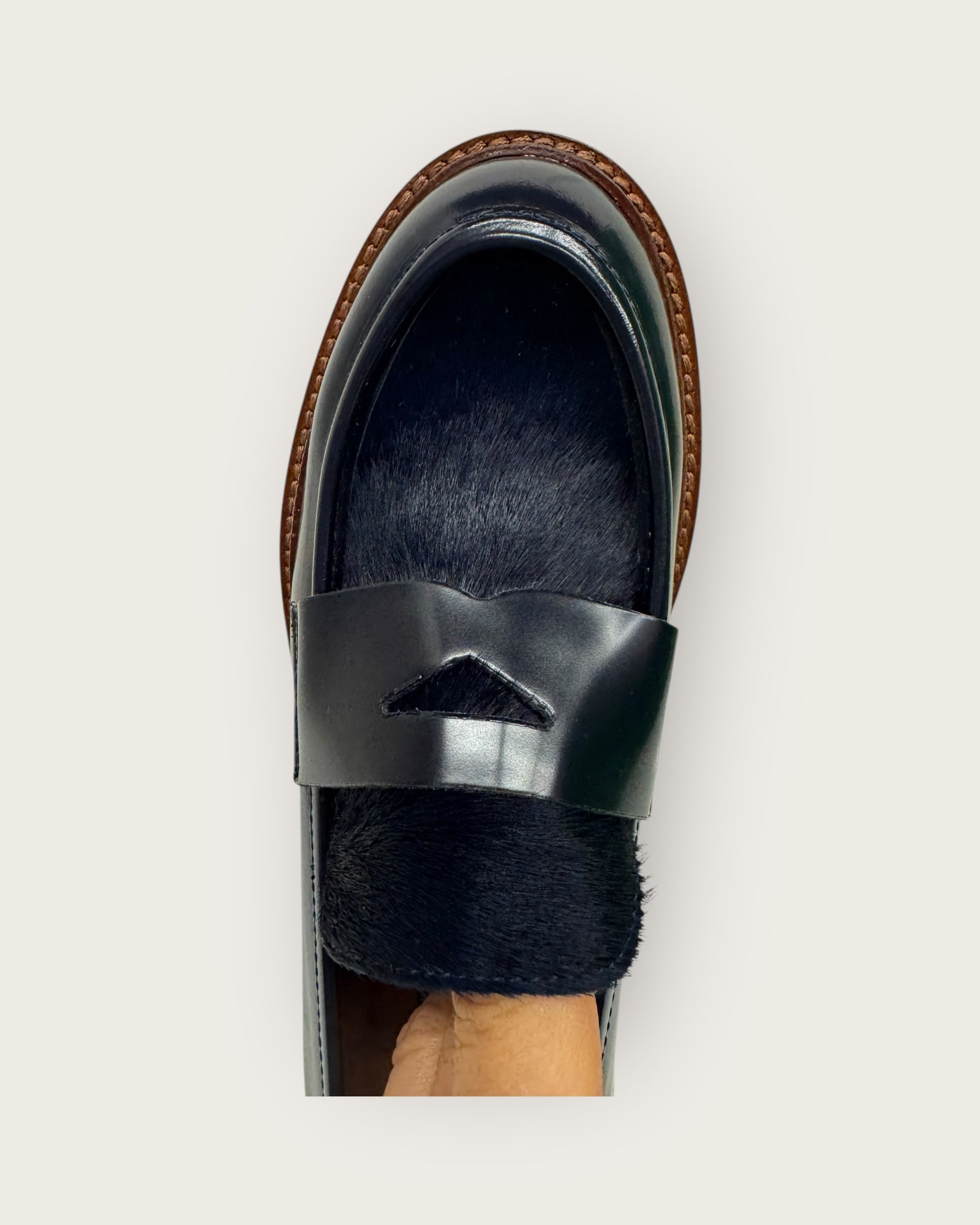 MAT 20 - Mocassins cuir vernis bleu marine