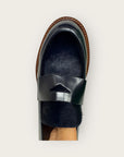 MAT 20 - Mocassins cuir vernis bleu marine