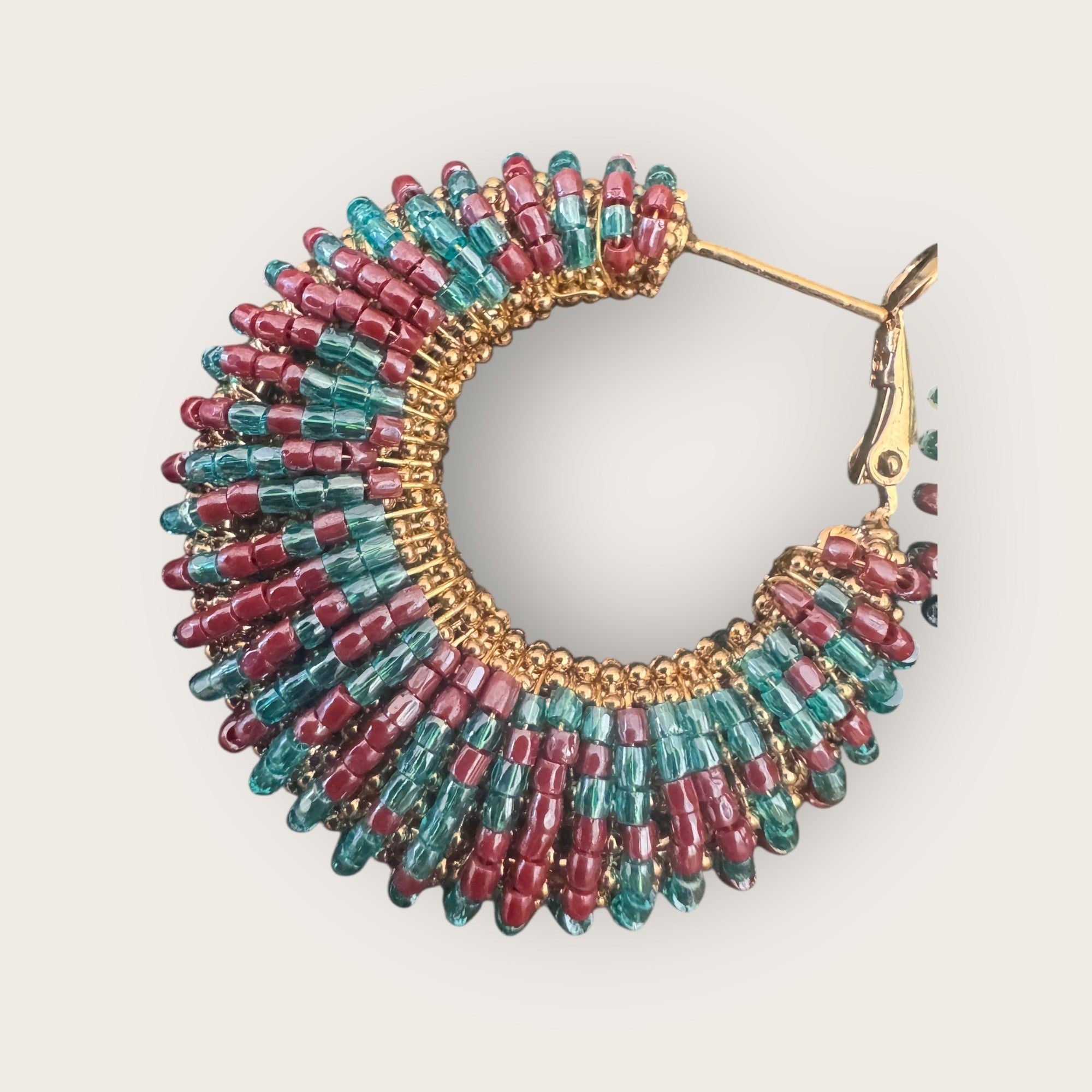 GAS BIJOUX -Boucles d’oreilles IZZIA grand modèle dorées à l’or fin - Turquoise et lauve