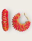 GAS BIJOUX - Boucles d’oreilles IZZIA petit modèle dorées à l’or fin - Rouge et doré