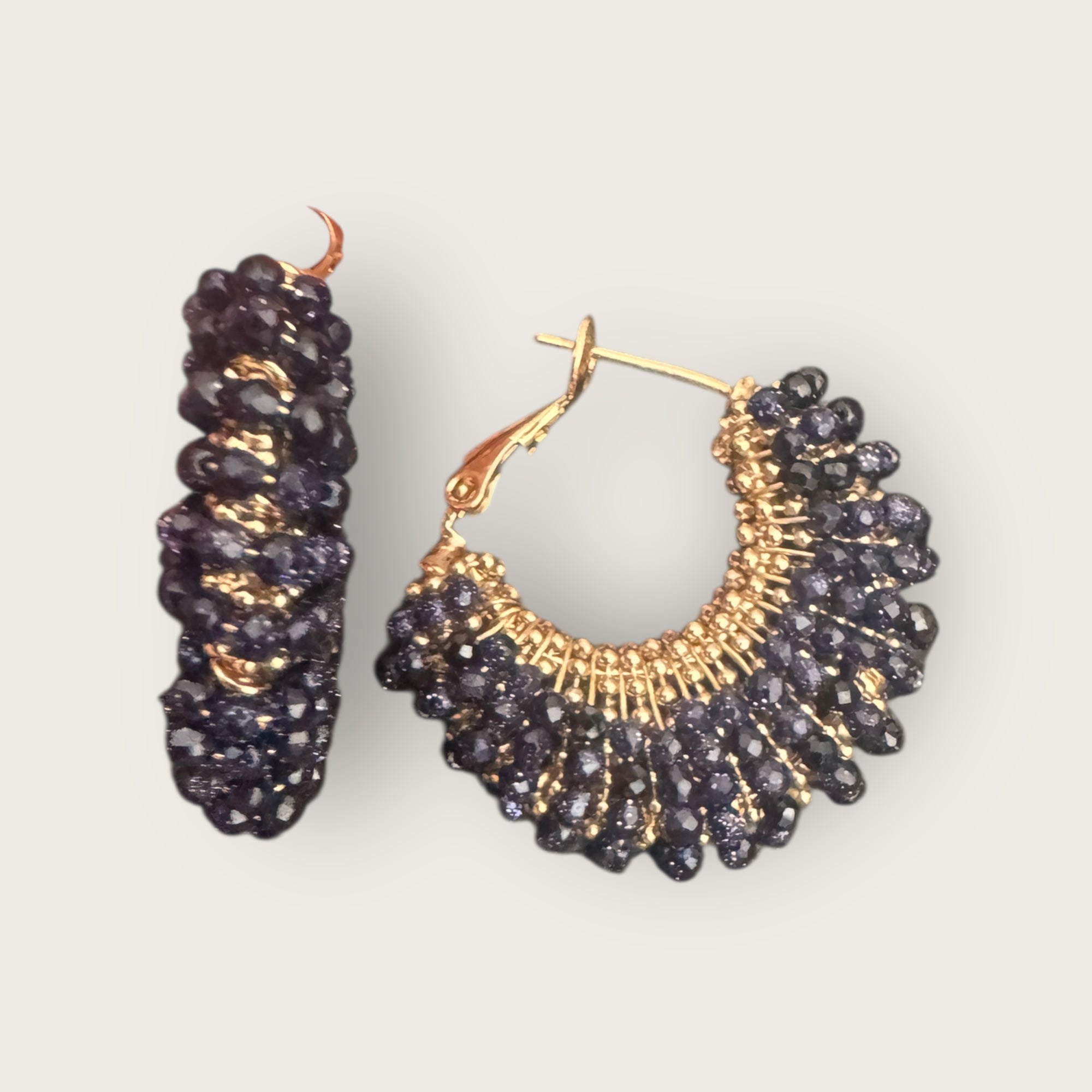 GAS BIJOUX - Boucles d’oreilles IZZIA petit modèle dorées - Bleues marine