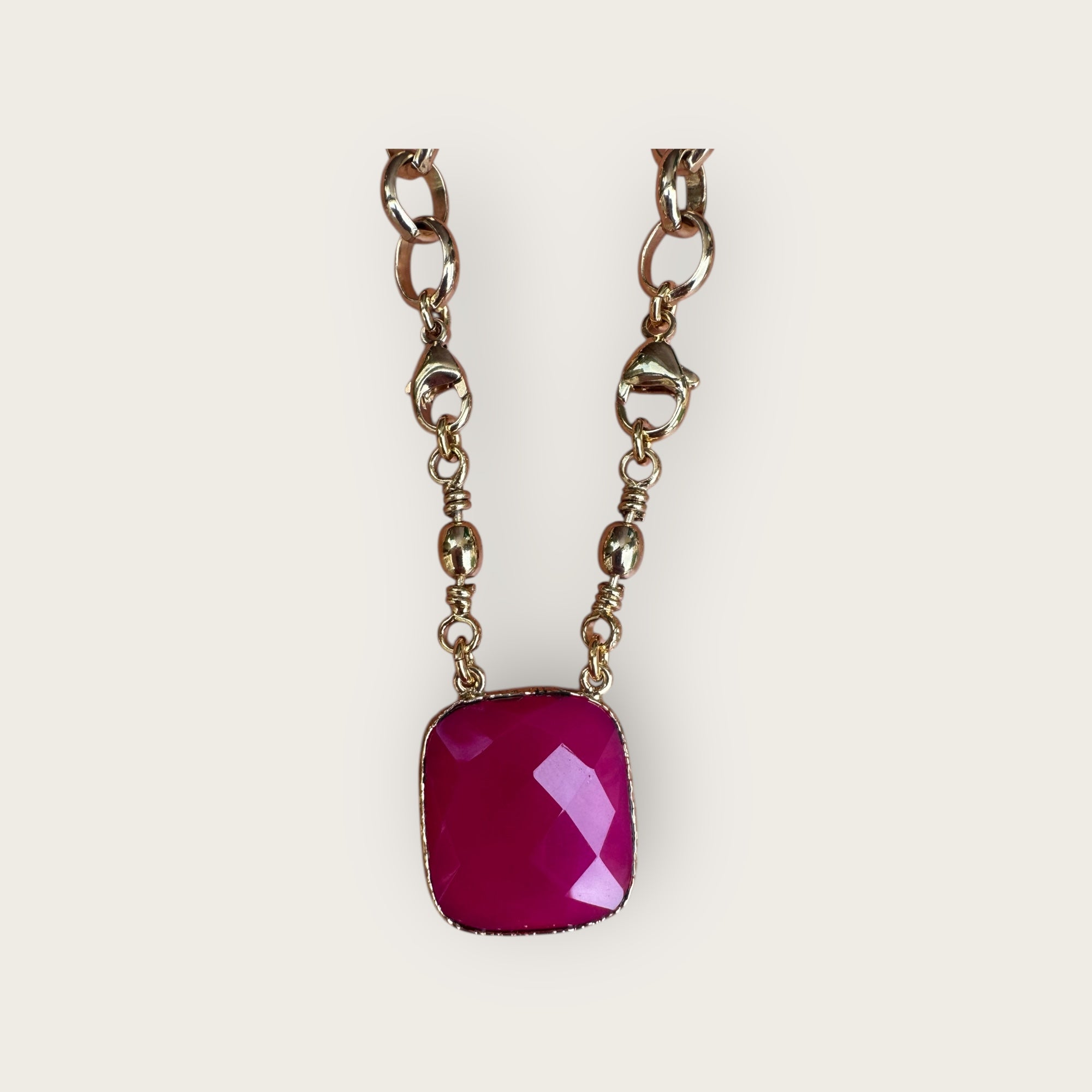 GAS BIJOUX - Collier BILLY doré à l’or fin - QUARTZ ROSE