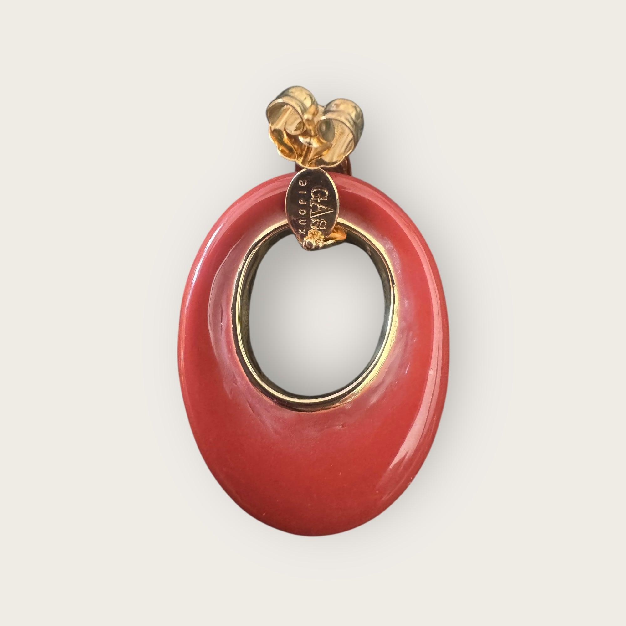 GAS BIJOUX - Boucles d’oreilles SELVA bordeaux dorées à l’or fin grand modèle