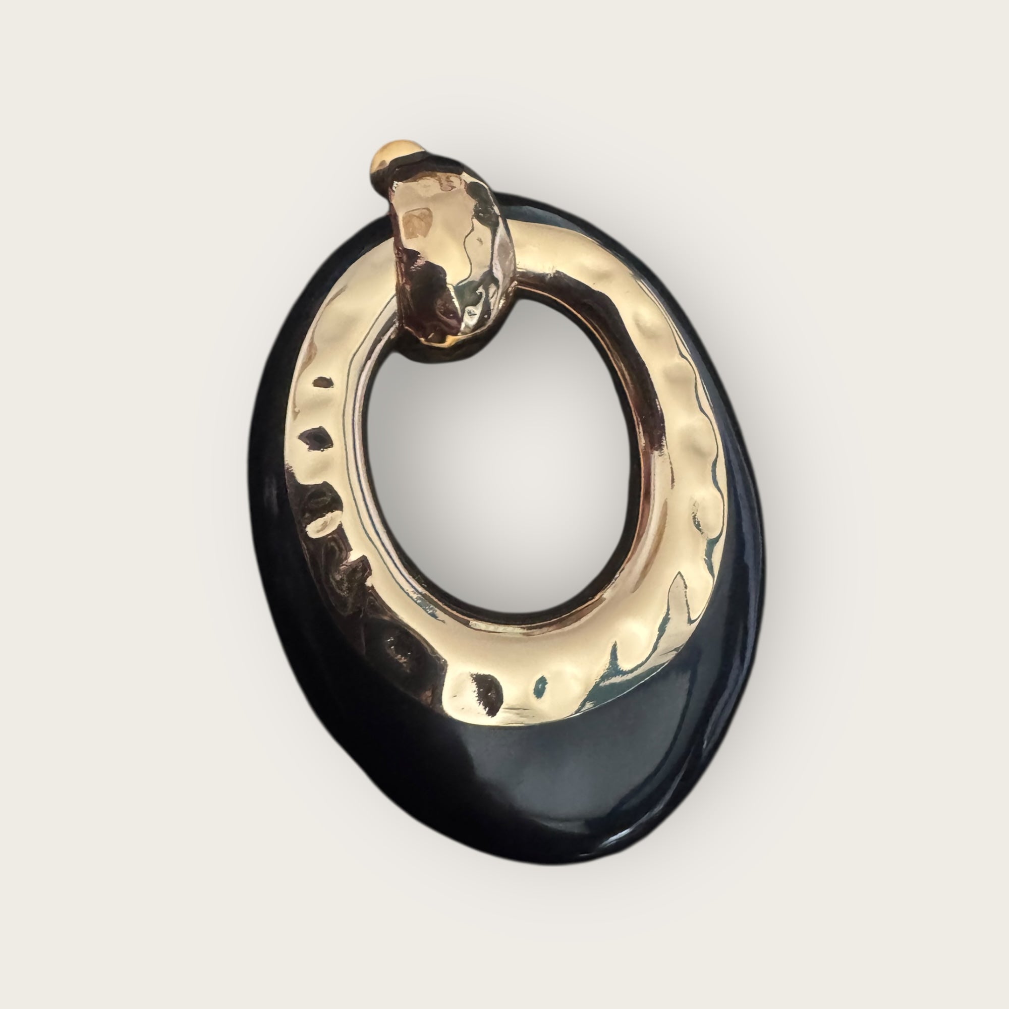 GAS BIJOUX - Boucles d'oreilles SELVA noires PM dorées à l'or fin - Résine noire