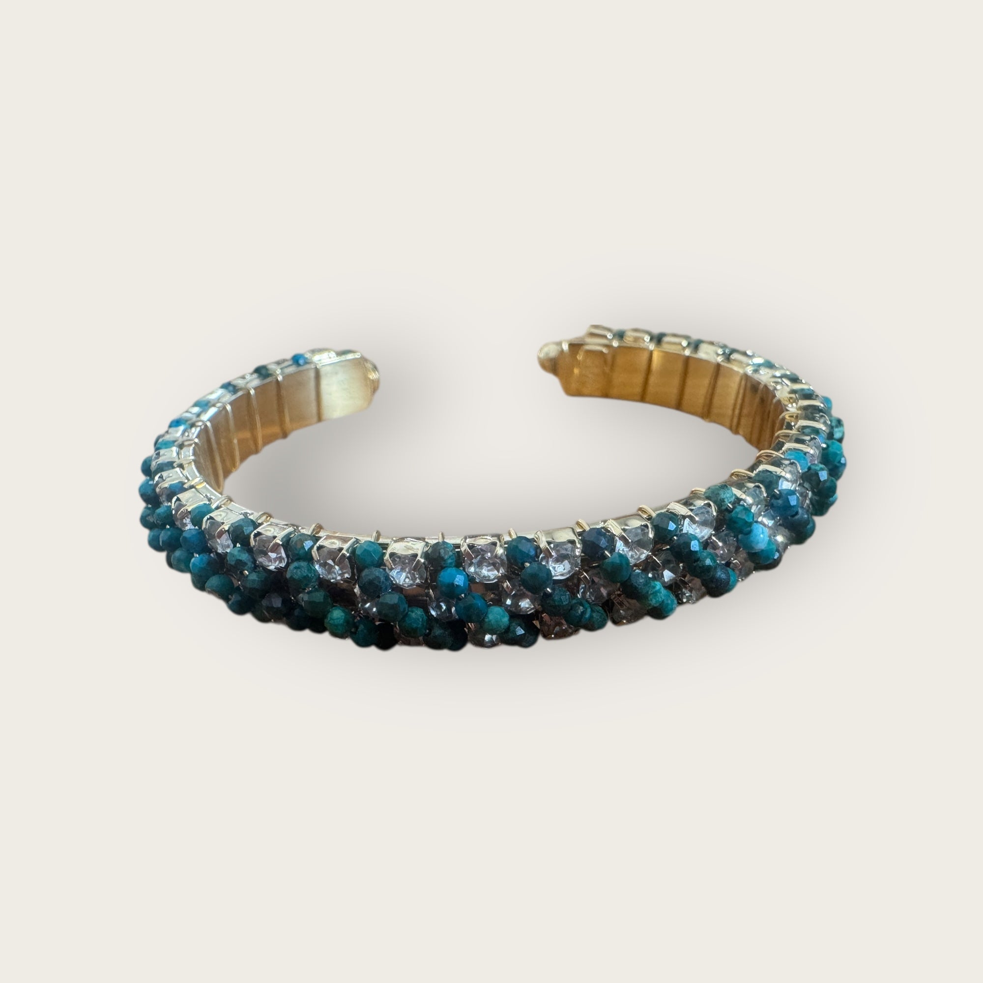 GAS BIJOUX - Bracelet IZILDA strass doré à l'or fin et turquoise