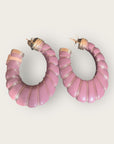 GAS BIJOUX - Boucles d'oreilles CYCADE grand modèle dorées à l'or fin - Acétate bois de rose