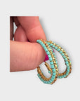 GAS BIJOUX - Boucles d'oreilles LYRE créoles grands modèles dorées et turquoise