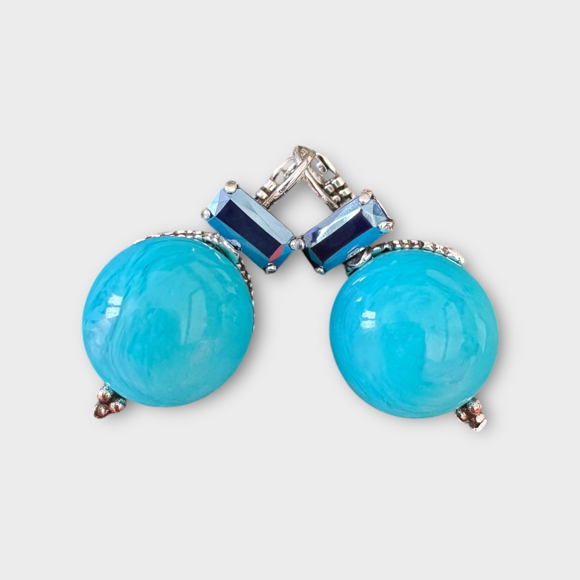 GAS BIJOUX - Boucles d'oreilles DECALCIA argentées et Turquoise