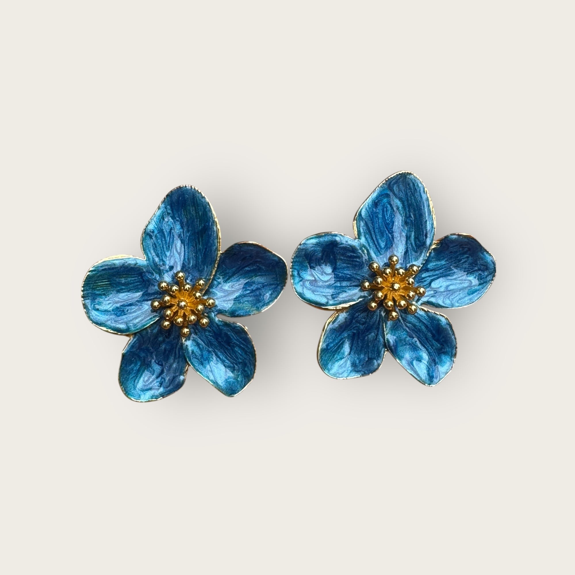 ARGELOUSE - Boucles d'oreilles puces HIBISCUS - Bleues