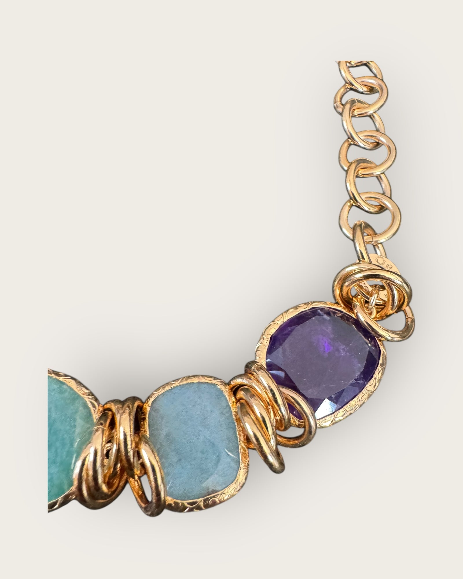 GAS BIJOUX - Collier SIRENA doré à l'or fin - Améthyste - Fluorine et Amazonite