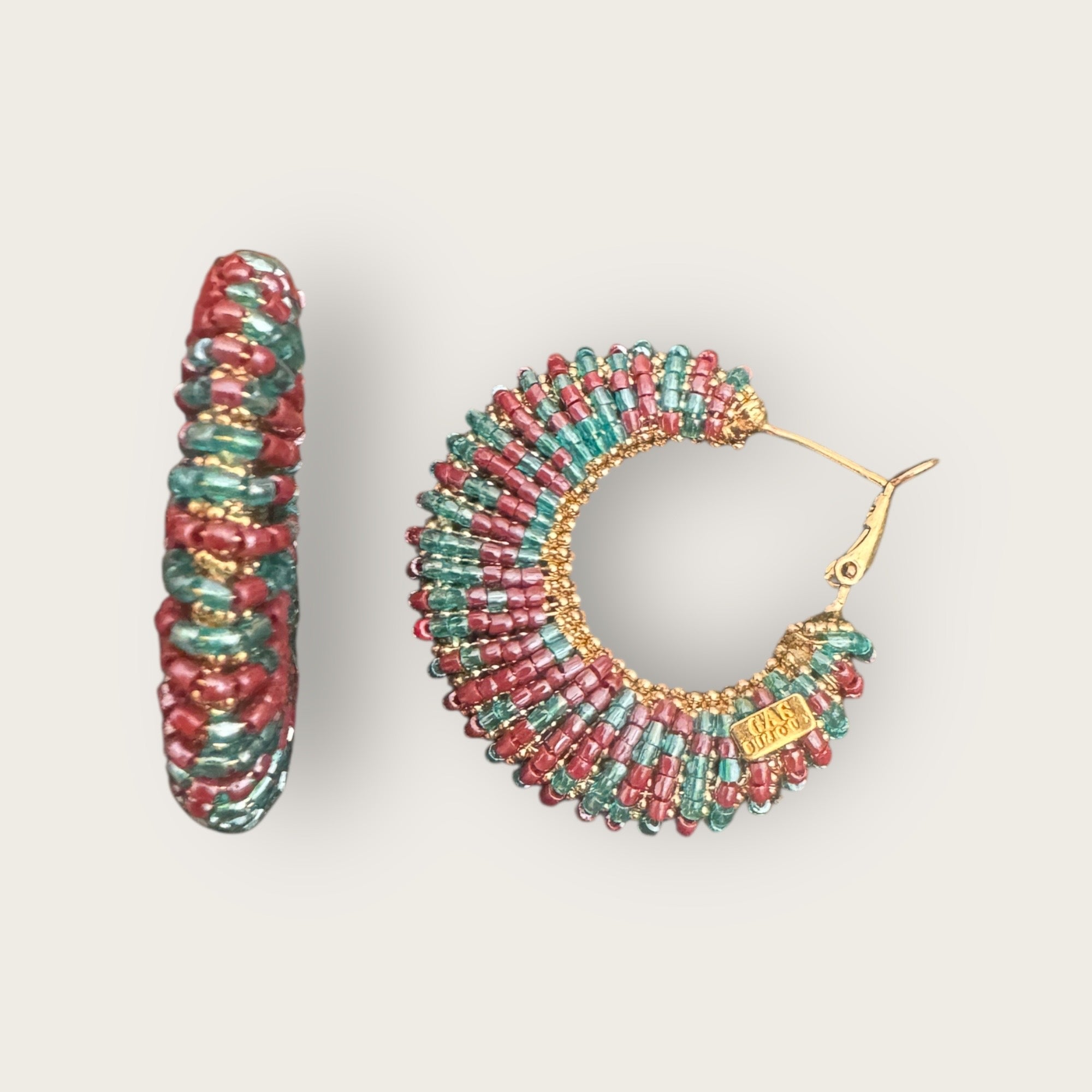 GAS BIJOUX -Boucles d’oreilles IZZIA grand modèle dorées à l’or fin - Turquoise et lauve