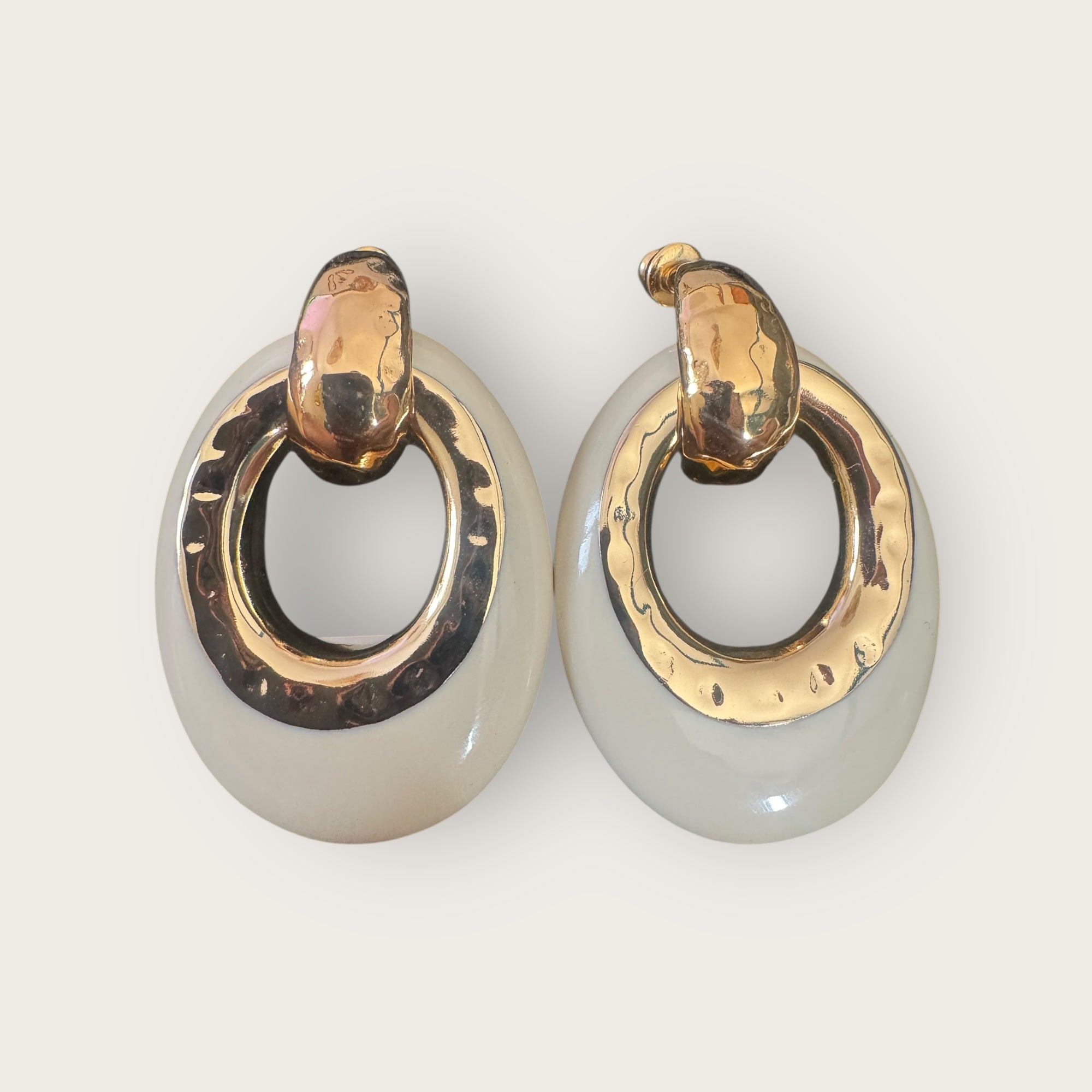 GAS BIJOUX - Boucles d’oreilles SELVA ivoire dorées à l’or fin petit modèle