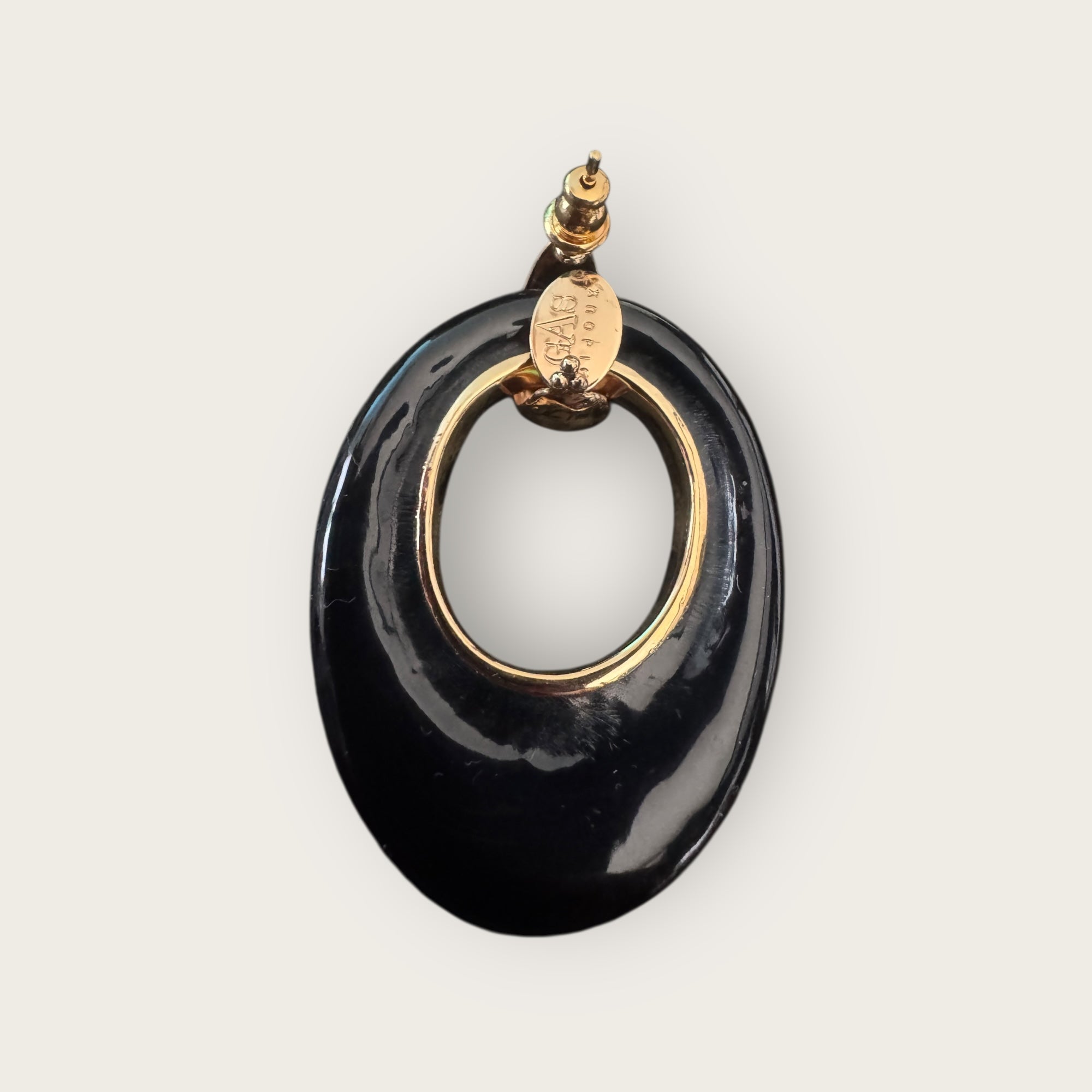 GAS BIJOUX - Boucles d'oreilles SELVA noires PM dorées à l'or fin - Résine noire