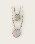 GAS BIJOUX - Collier SCAPULAIRE serti doré à l'or fin - Jaspe et labrodorite avec de la poudre d'or