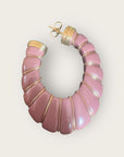 GAS BIJOUX - Boucles d'oreilles CYCADE grand modèle dorées à l'or fin - Acétate bois de rose