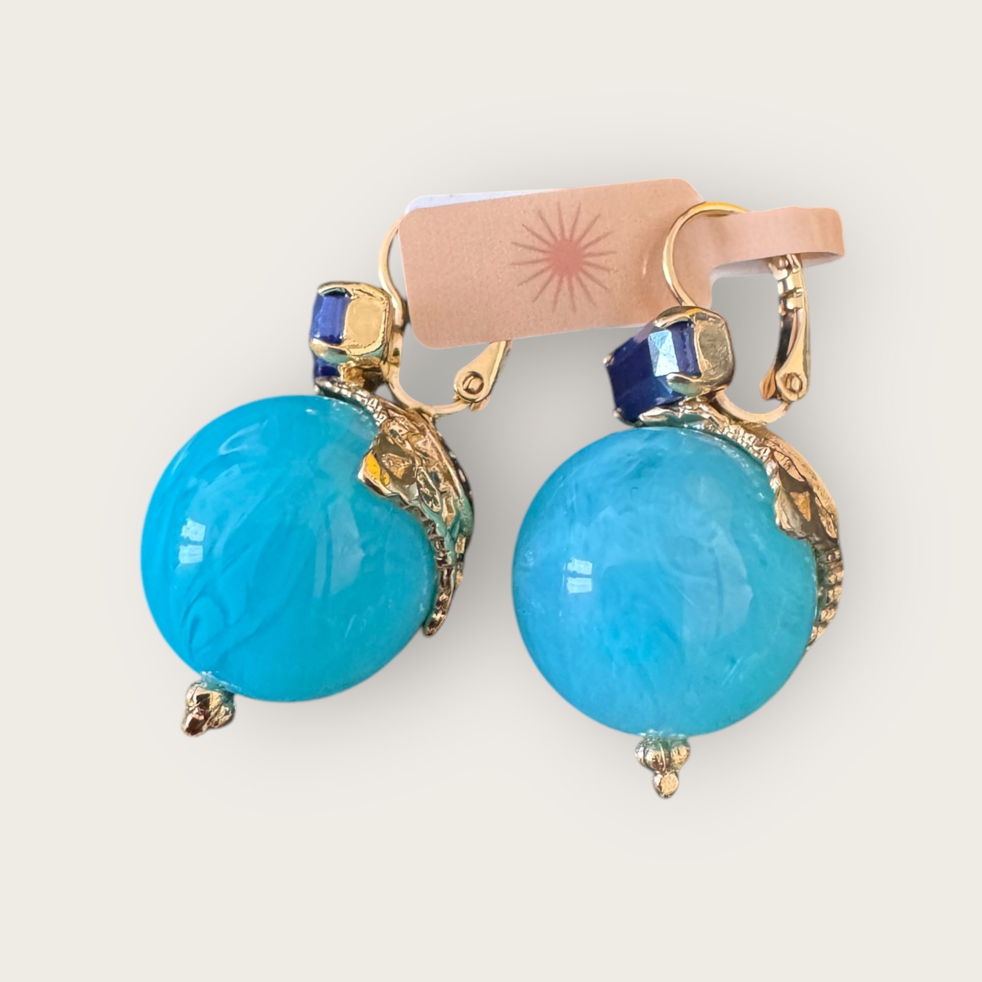 GAS BIJOUX - Boucles d'oreilles DECALCIA dorées à l'or fin - Turquoise