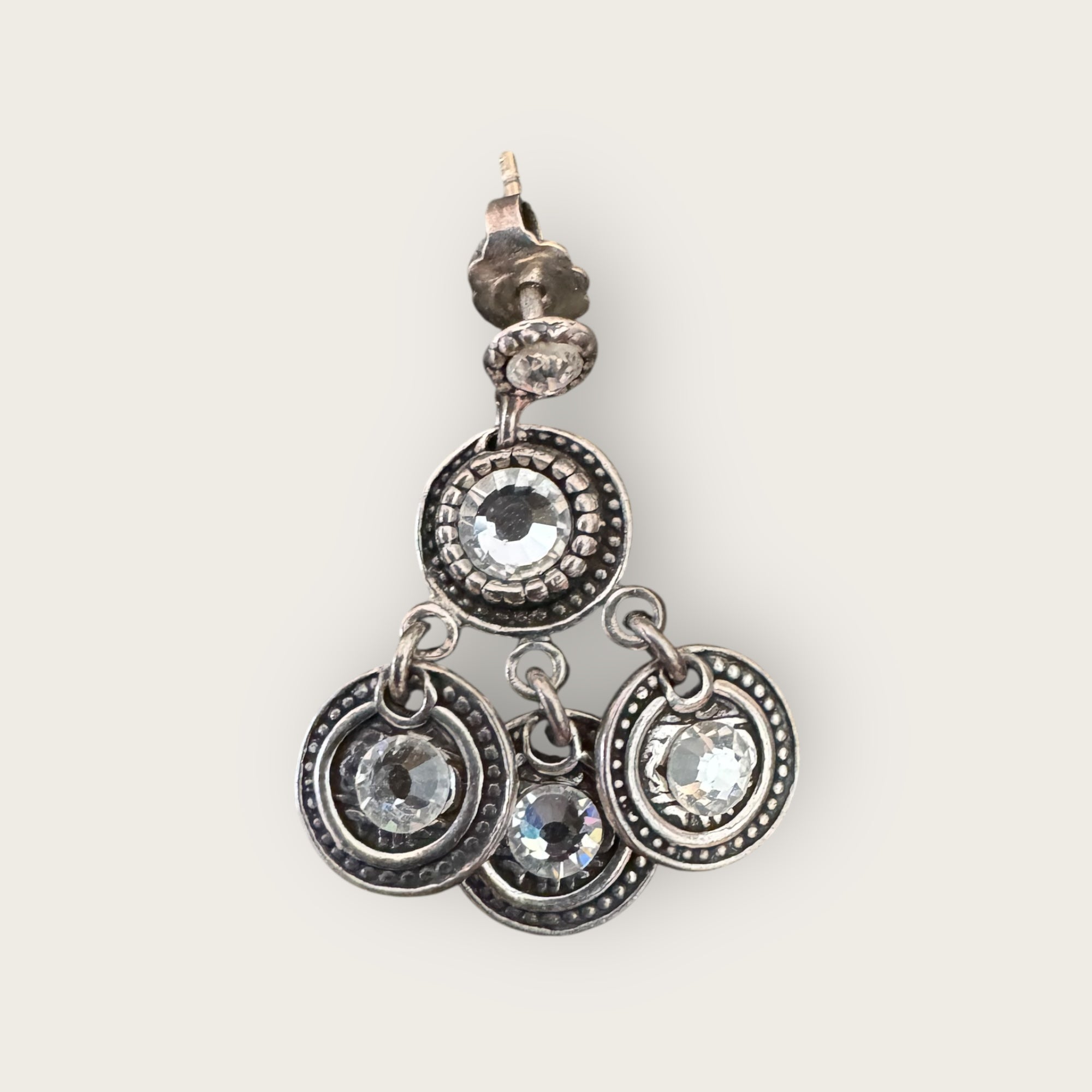 GAS BIJOUX - Boucles d'oreilles SEQUINS double rang métal argenté et cristal de Swarovski blanc