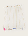 Mademoiselle OUPS - Collier CORPUS CRAZY - Grande croix émaillée horizontale - BLANC