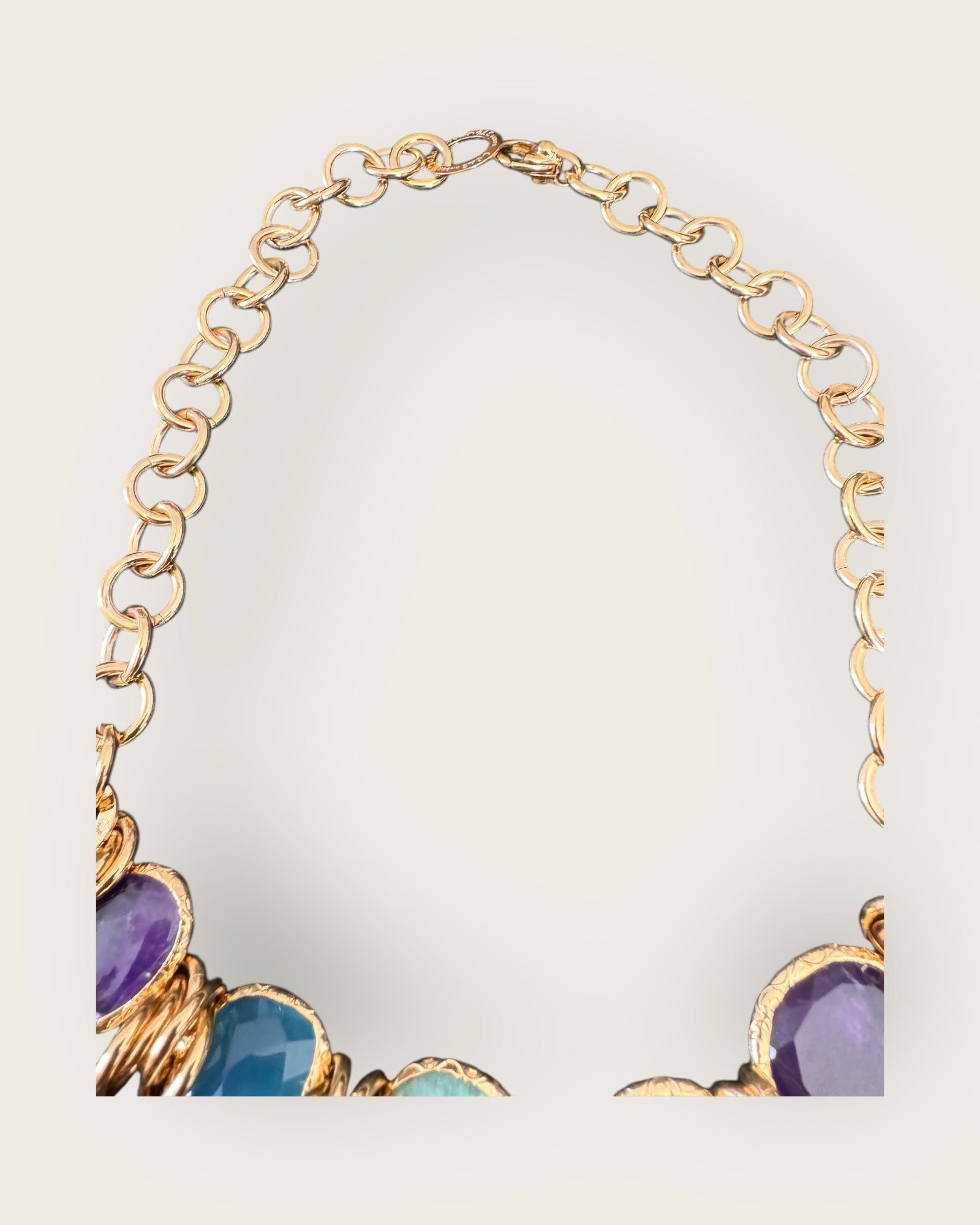 GAS BIJOUX - Collier SIRENA doré à l'or fin - Améthyste - Fluorine et Amazonite