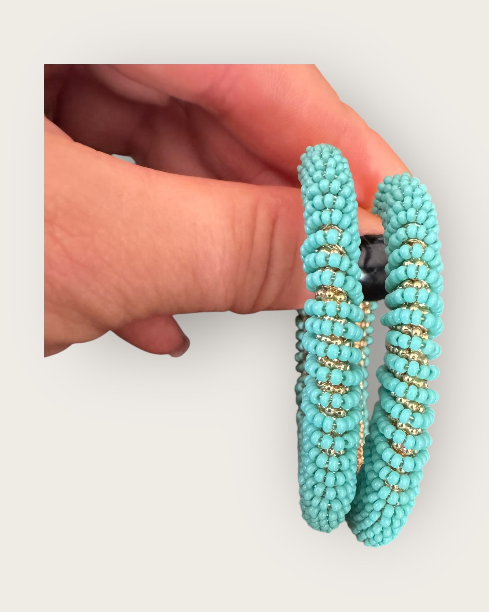 GAS BIJOUX - Boucles d'oreilles créoles IZZIA très grand modèle dorées à l'or fin - Turquoise