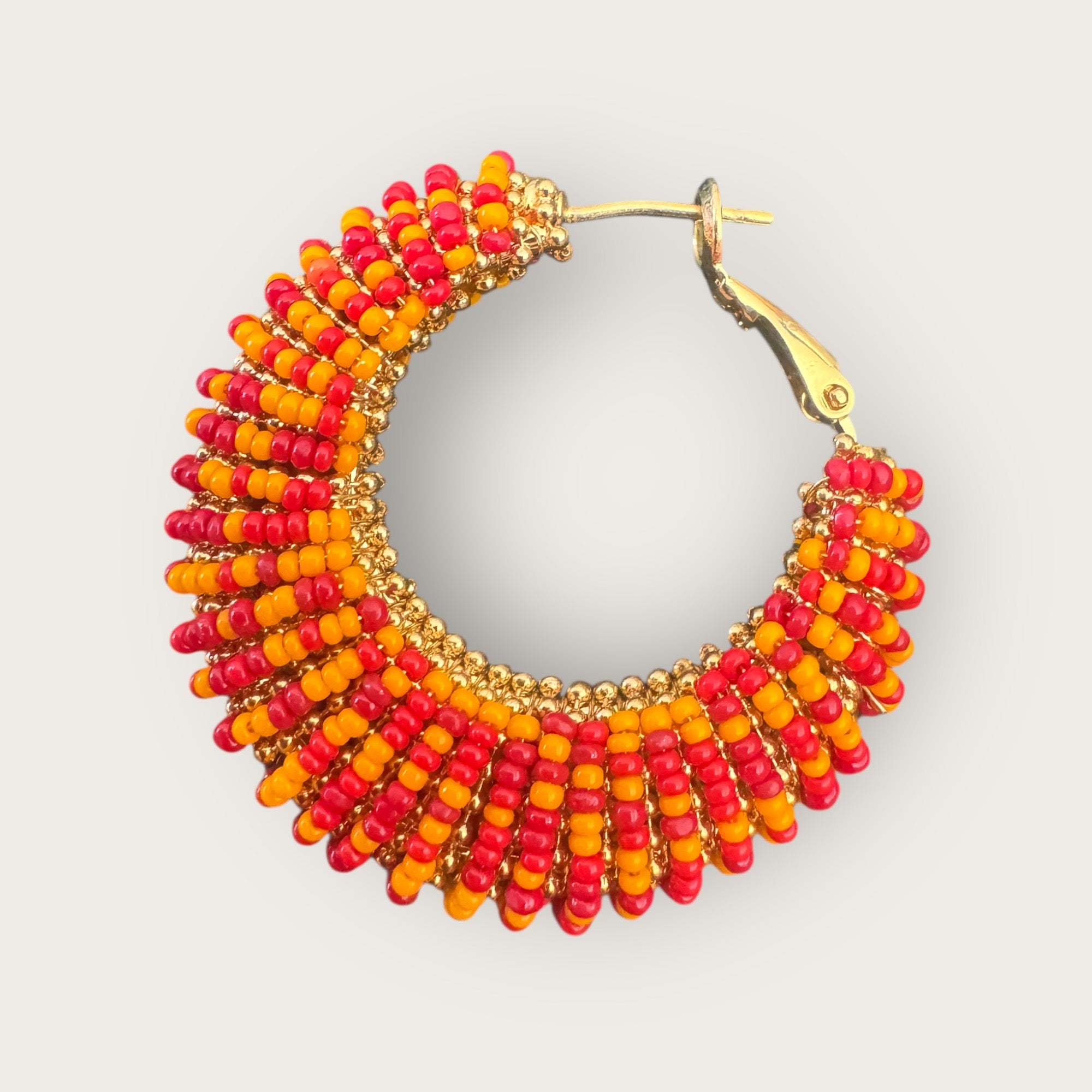 GAS BIJOUX - Boucles d’oreilles IZZIA grand modèle dorées à l’or fin - Rouge et orange