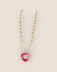 GAS BIJOUX - Collier BILLY doré à l’or fin - Cabochon quartz rose œil de nazar - RARE