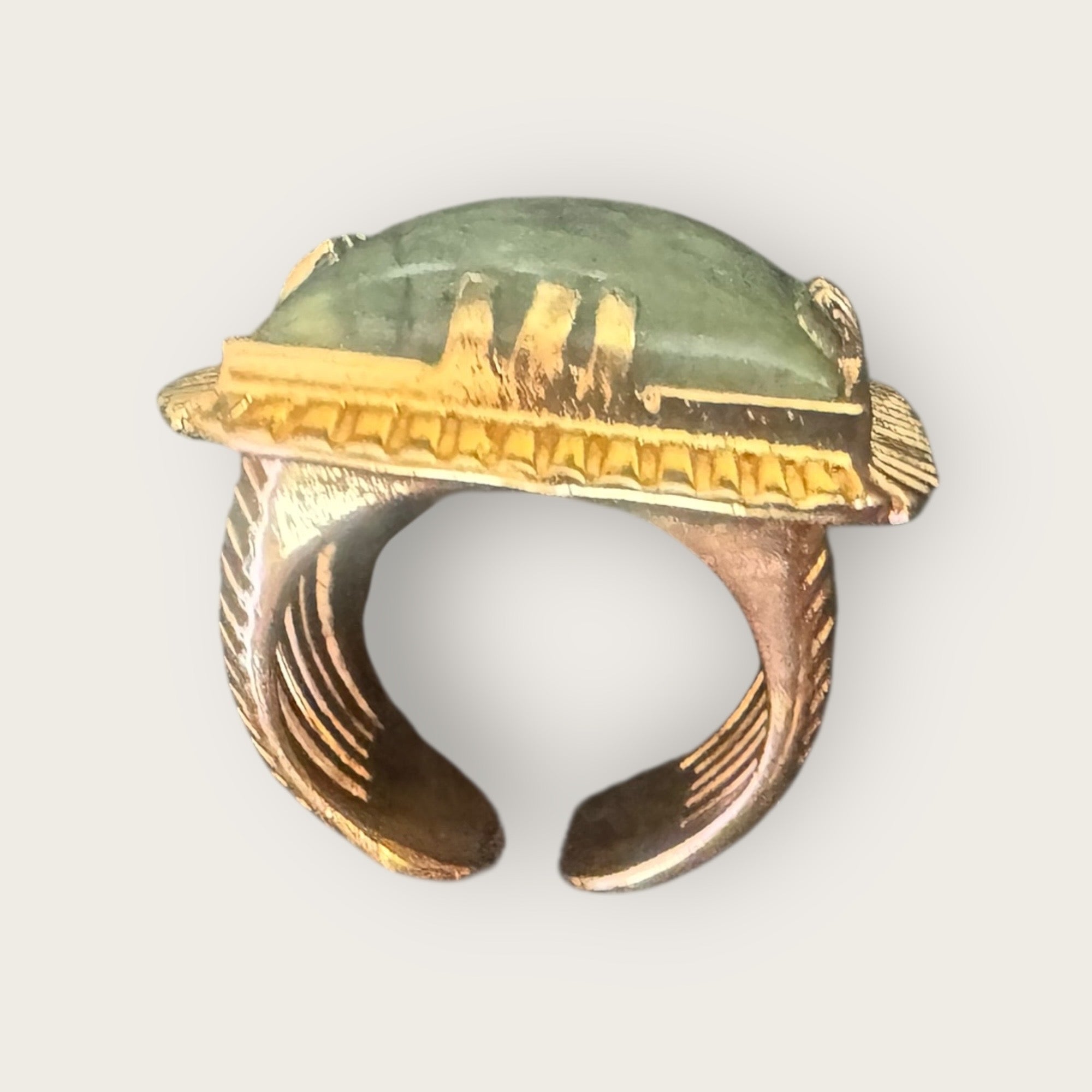 GAS BIJOUX - Bague ARTY chevalière dorée - dorée à l’or fin - Agate Verte