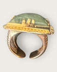 GAS BIJOUX - Bague ARTY chevalière dorée - dorée à l’or fin - Agate Verte