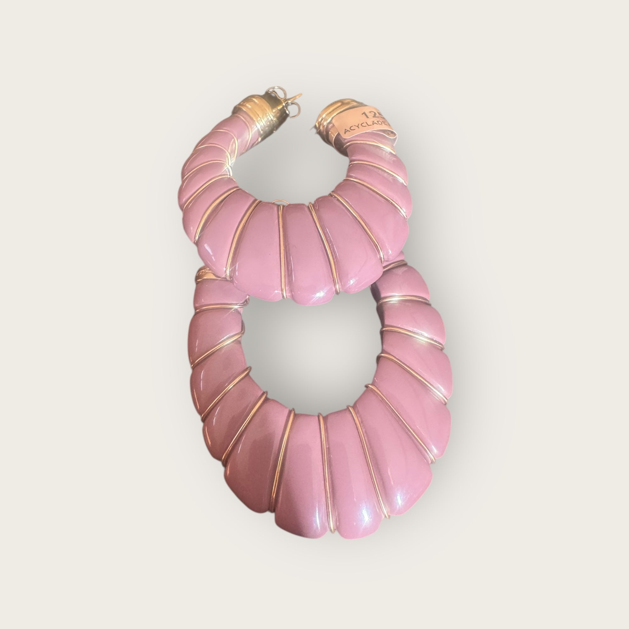 GAS BIJOUX - Boucles d'oreilles CYCADE grand modèle dorées à l'or fin - Acétate bois de rose