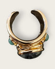GAS BIJOUX - Bague SIMONE dorée à l'or fin - Jaspe Kambala et Amazonite. - Taille XL