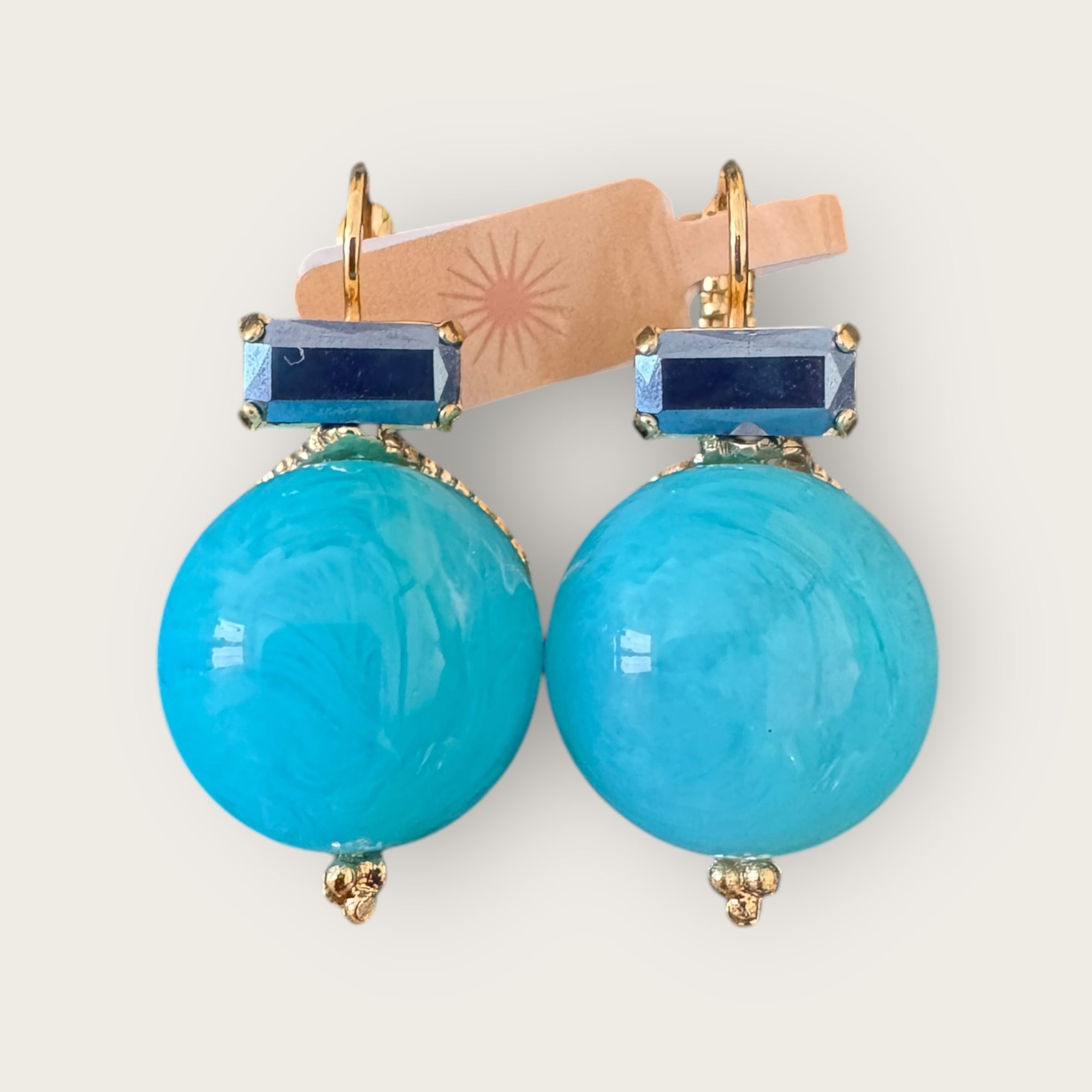 GAS BIJOUX - Boucles d'oreilles DECALCIA dorées à l'or fin - Turquoise