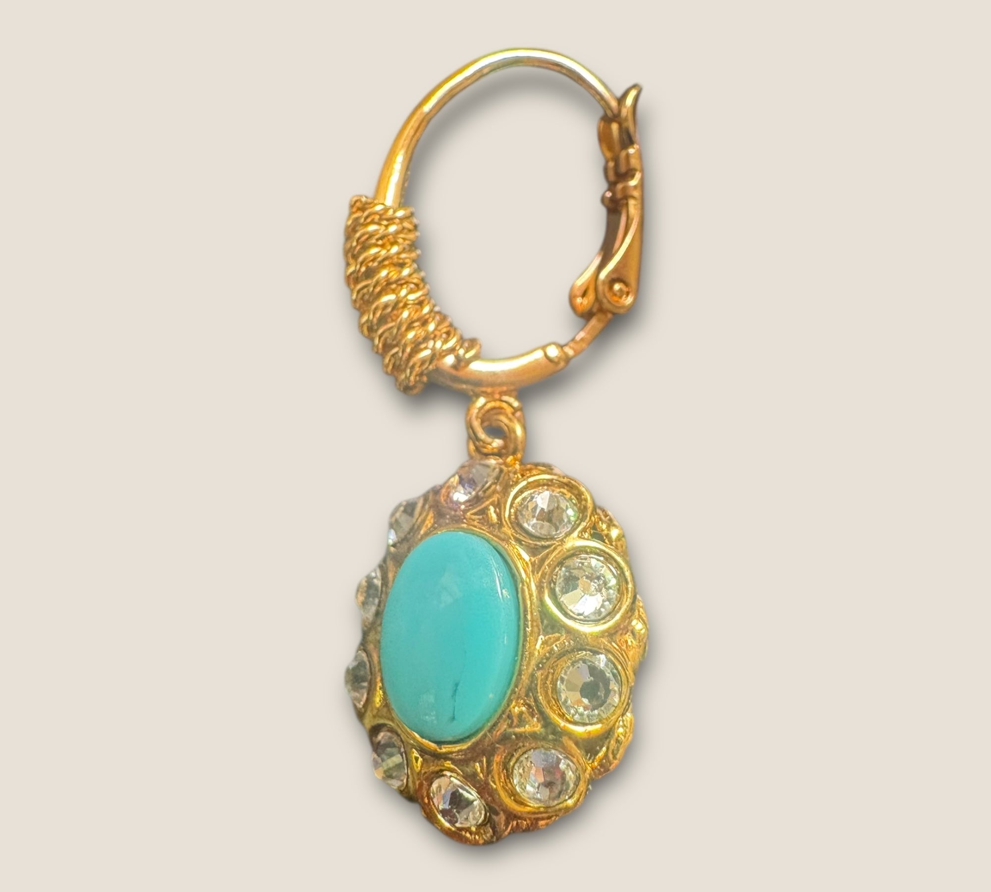 GAS BIJOUX - Boucles d'oreilles TAO SPLASH dorées à l'or fin - Cristaux blancs et turquoise