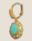 GAS BIJOUX - Boucles d'oreilles TAO SPLASH dorées à l'or fin - Cristaux blancs et turquoise