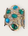 GAS BIJOUX - Manchette OLYMPIE dorée à l'or fin - Cabochons bleus et verts