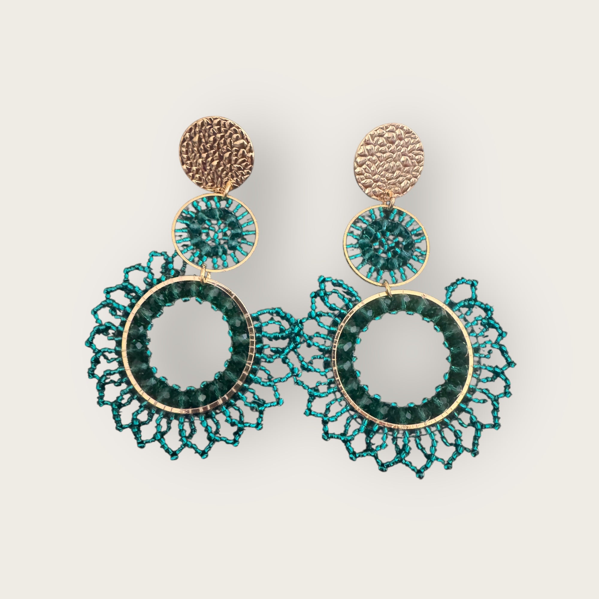 SANTIBE - Boucles d'oreilles TANGO - Vert émeraude - Préciser tiges droites ou clips