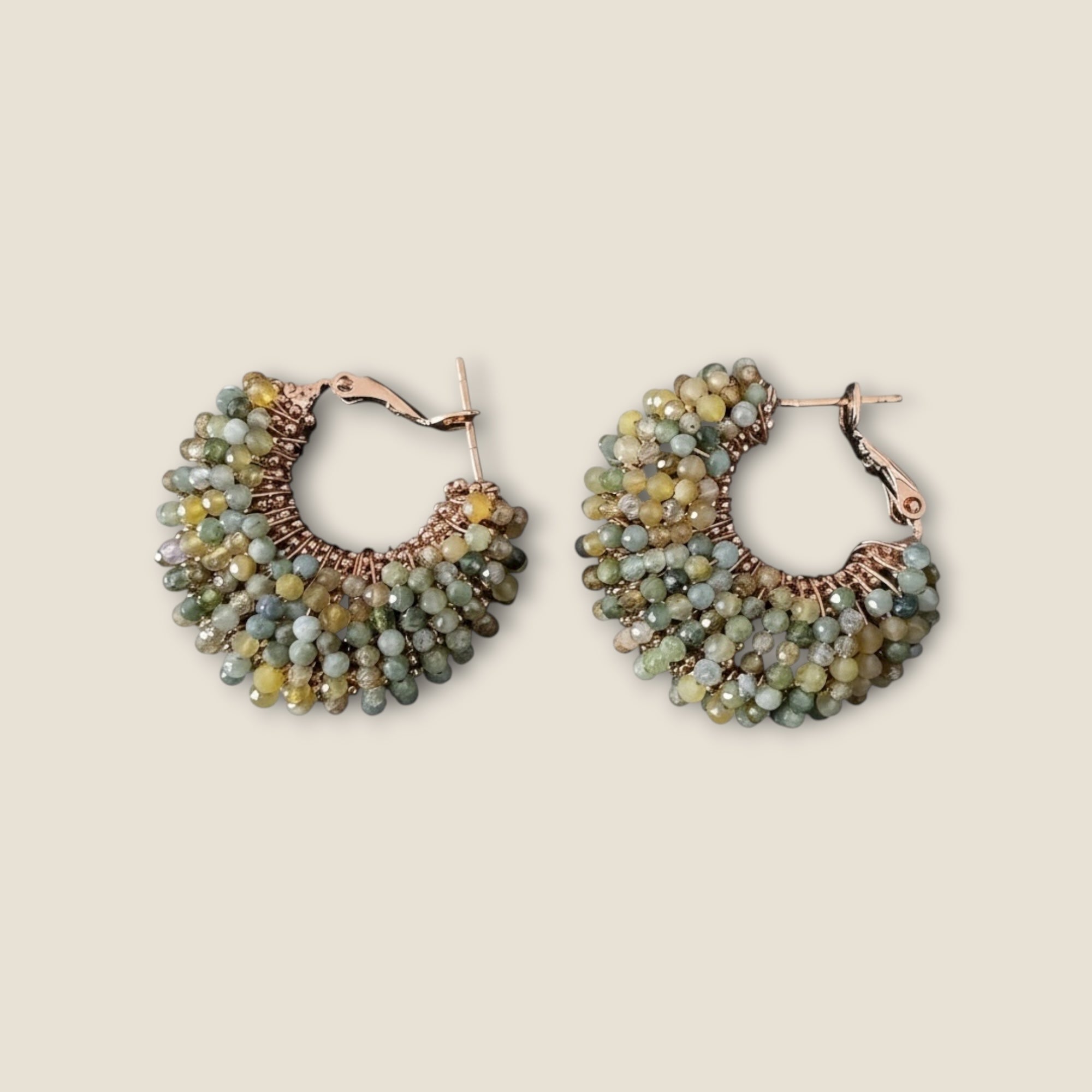 GAS BIJOUX - Boucles d'oreilles IZZIA petits modèles dorées à l'or fin - multi vert
