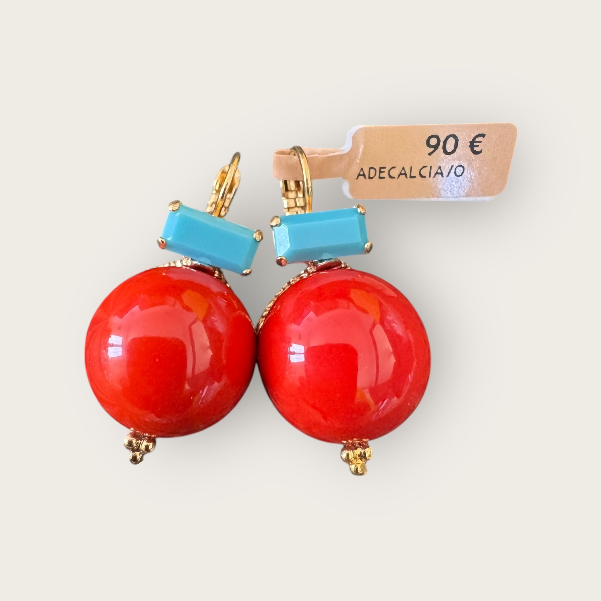GAS BIJOUX - Boucles d'oreilles DECALCIA dorées à l'or fin - Rouge