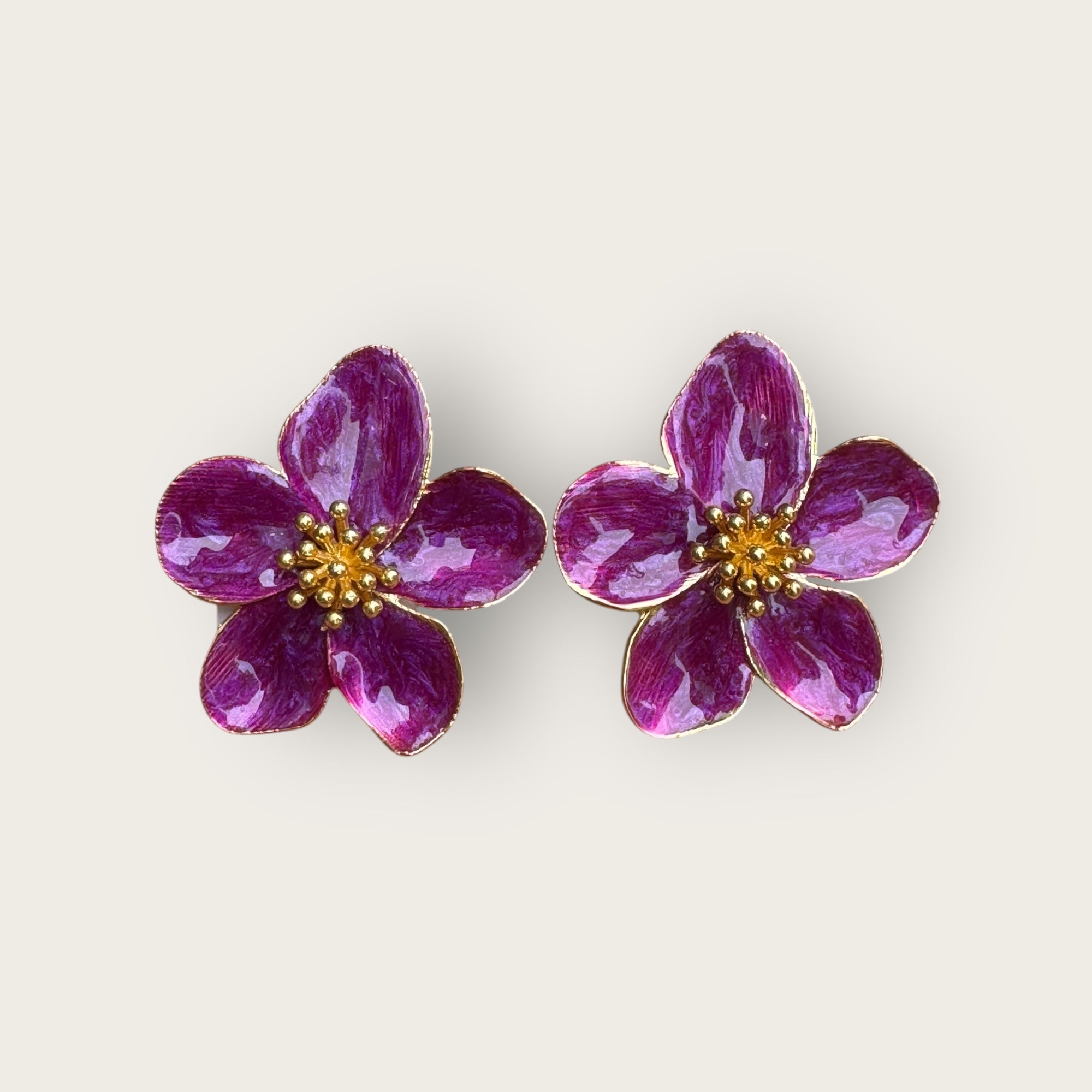 ARGELOUSE - Boucles d'oreilles puces HIBISCUS - Violettes