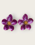 ARGELOUSE - Boucles d'oreilles puces HIBISCUS - Violettes