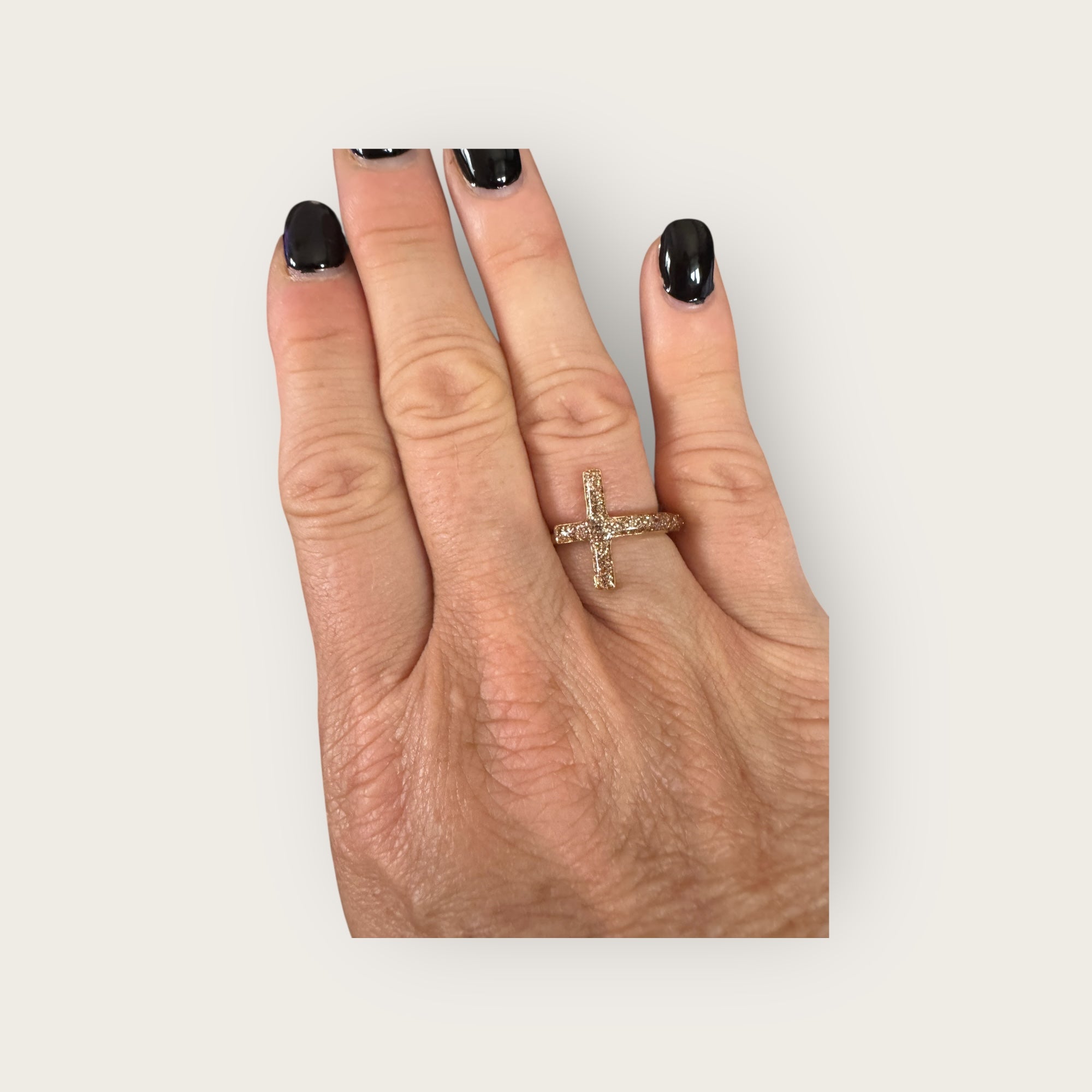 Mademoiselle OUPS - Bague CORPUS CRAZY grande croix émaillée - DORÉE