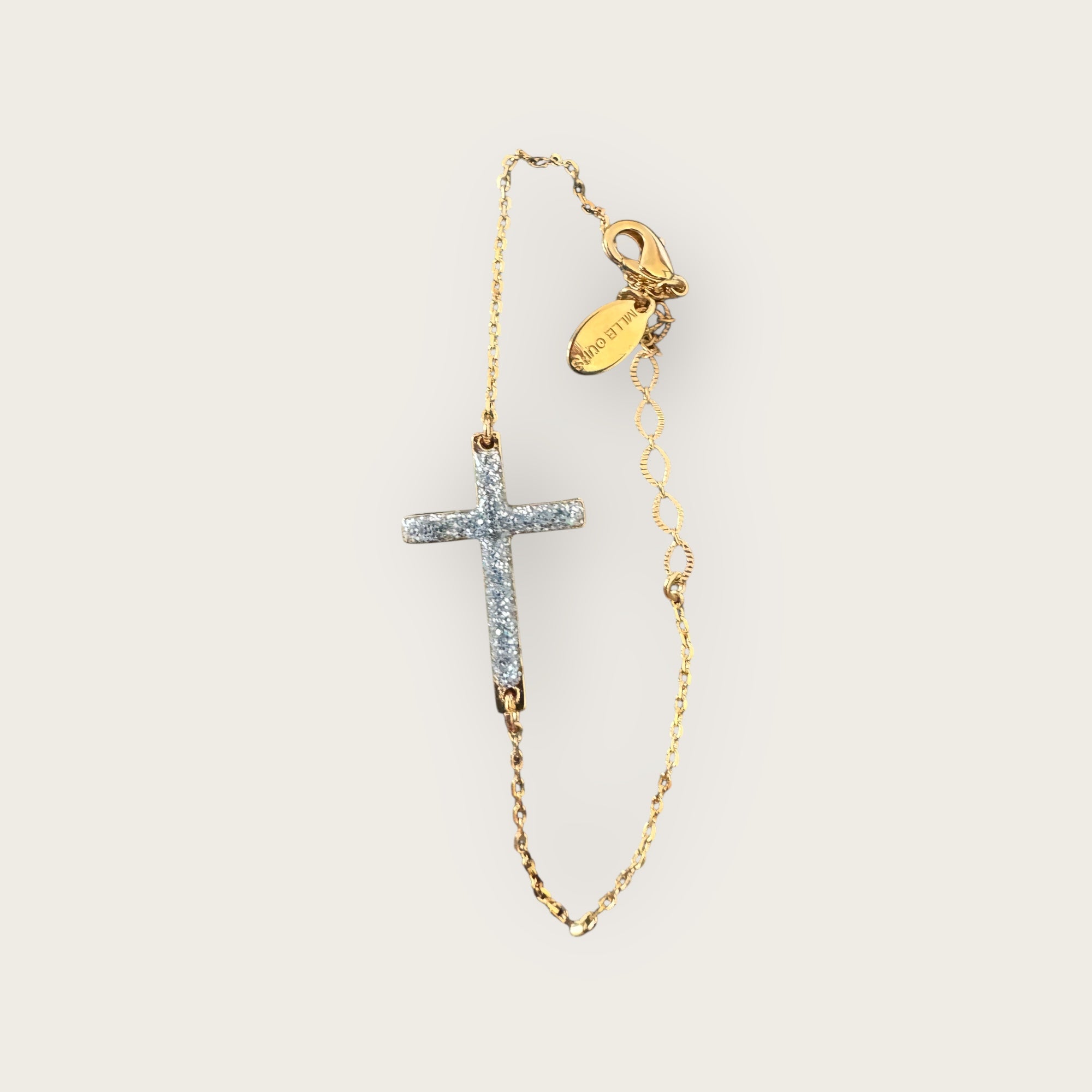 Mademoiselle OUPS - Bracelet CORPUS CRAZY grande croix émaillée - ARGENTE