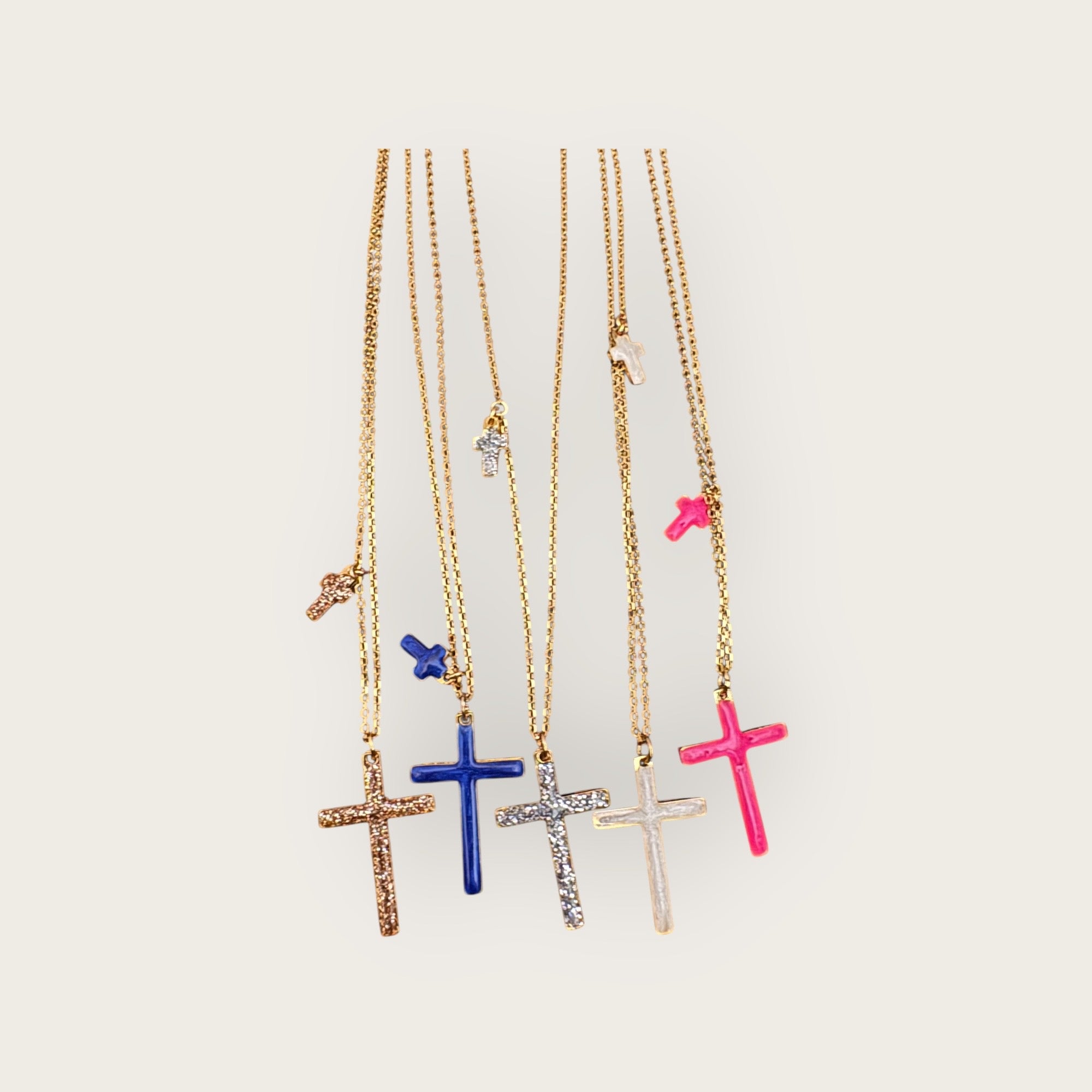 Mademoiselle OUPS - Sautoir CORPUS CRAZY - Grande croix émaillée - DORE