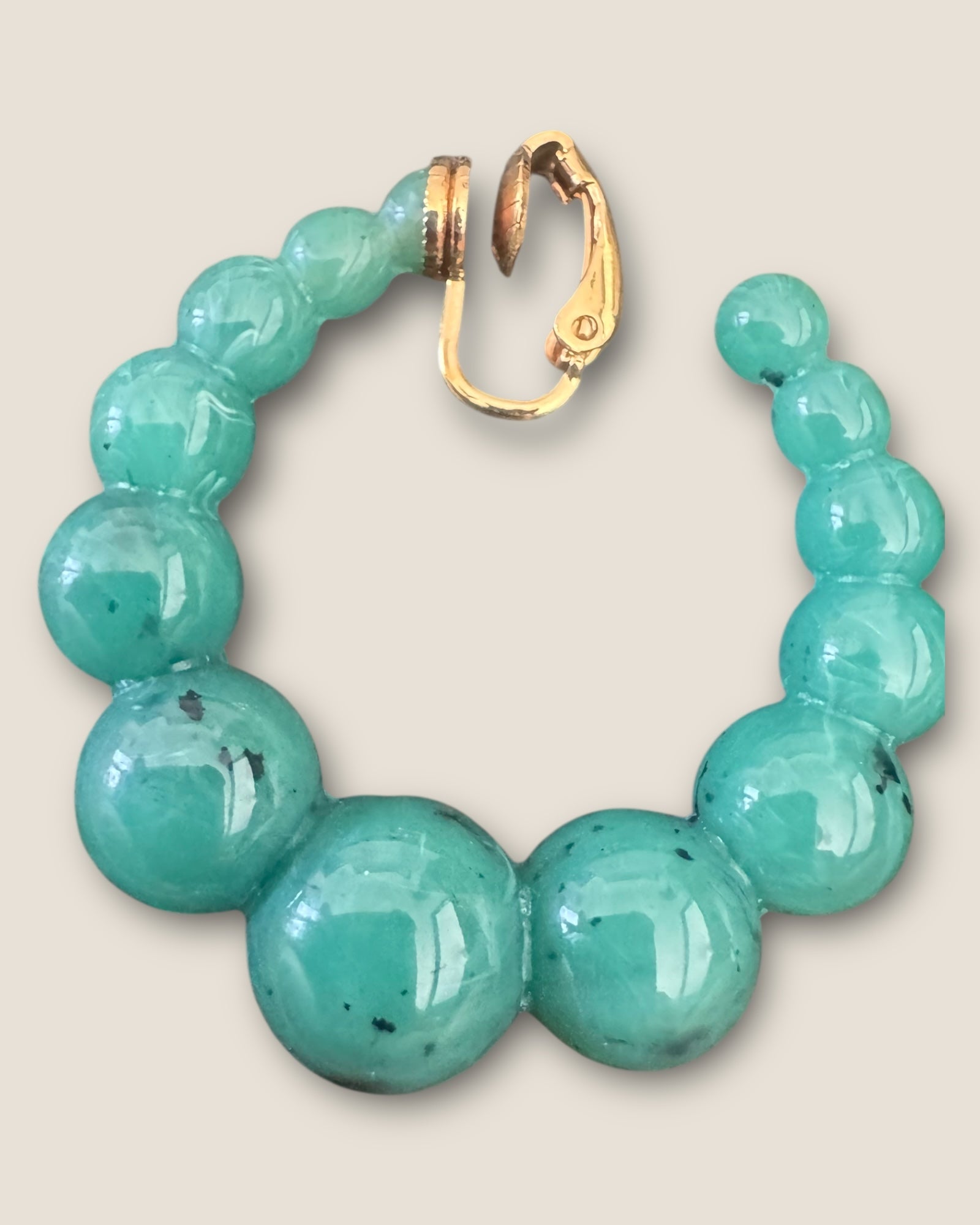 GAS BIJOUX - Boucles d’oreilles créoles ANDY CLIPS petit modèle acétate dorées à l’or fin - Vertes