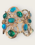 GAS BIJOUX - Manchette OLYMPIE dorée à l'or fin - Cabochons bleus et verts
