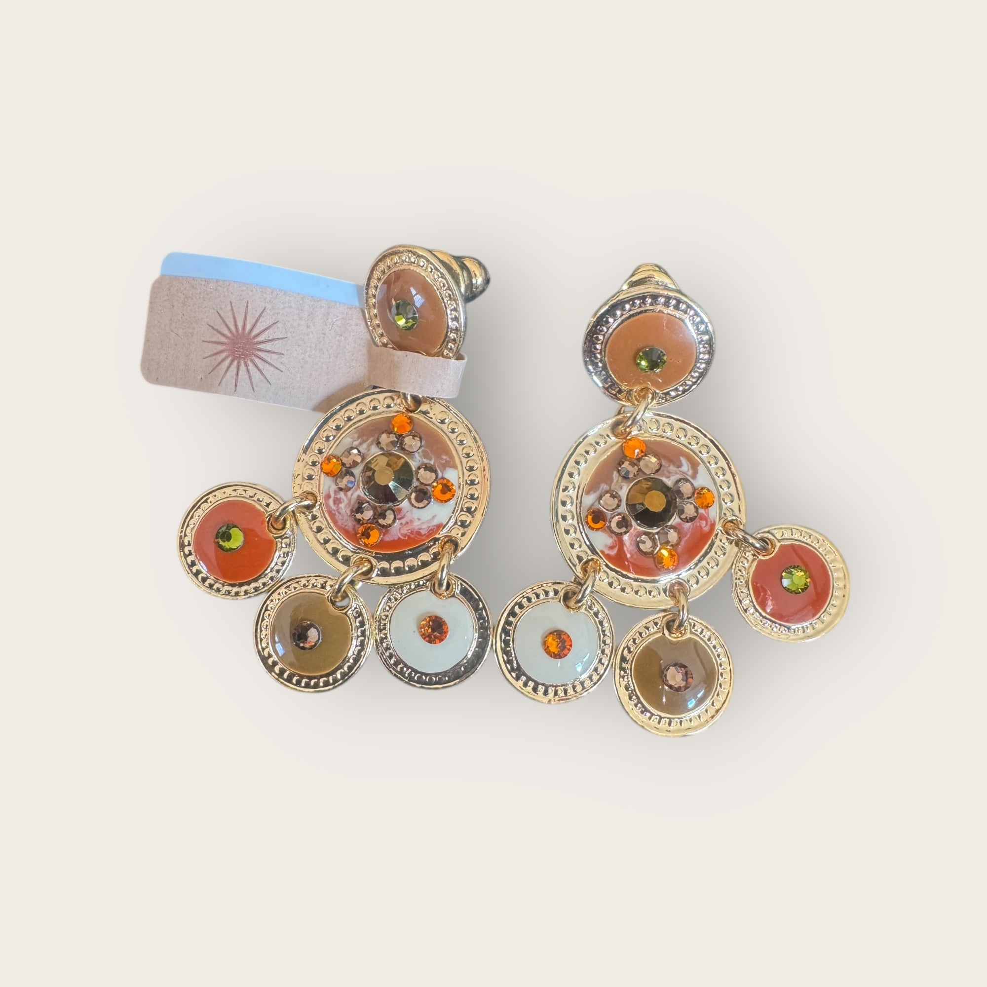 GAS BIJOUX - Boucles d'oreilles SEQUIN deux rangs dorées à l'or fin