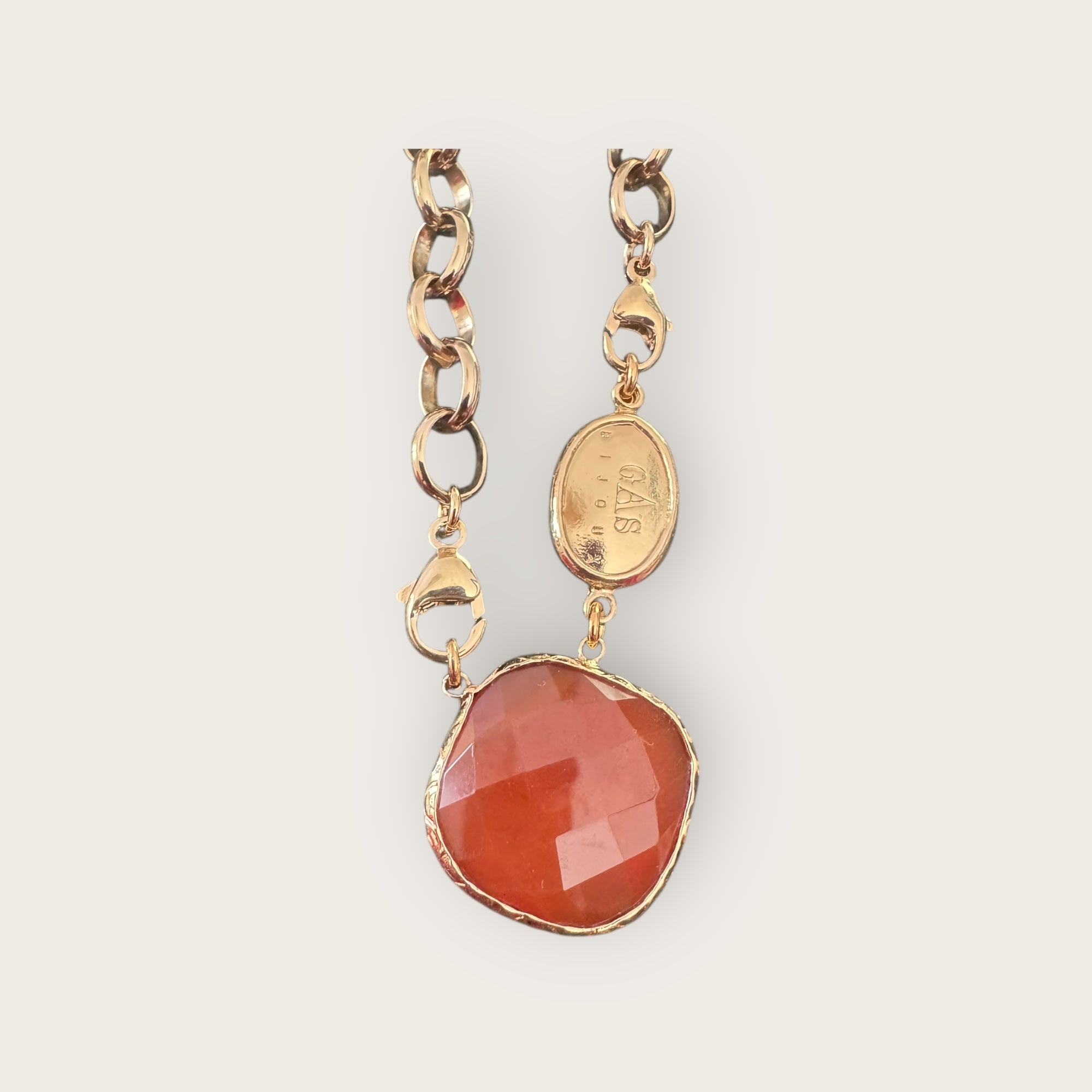 GAS BIJOUX - Collier BILLY doré à l'or fin - Cornaline